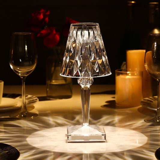GlimmerLux Kryształowa Lampa Stołowa – Eleganckie Oświetlenie z Dotykowym Ściemniaczem 0