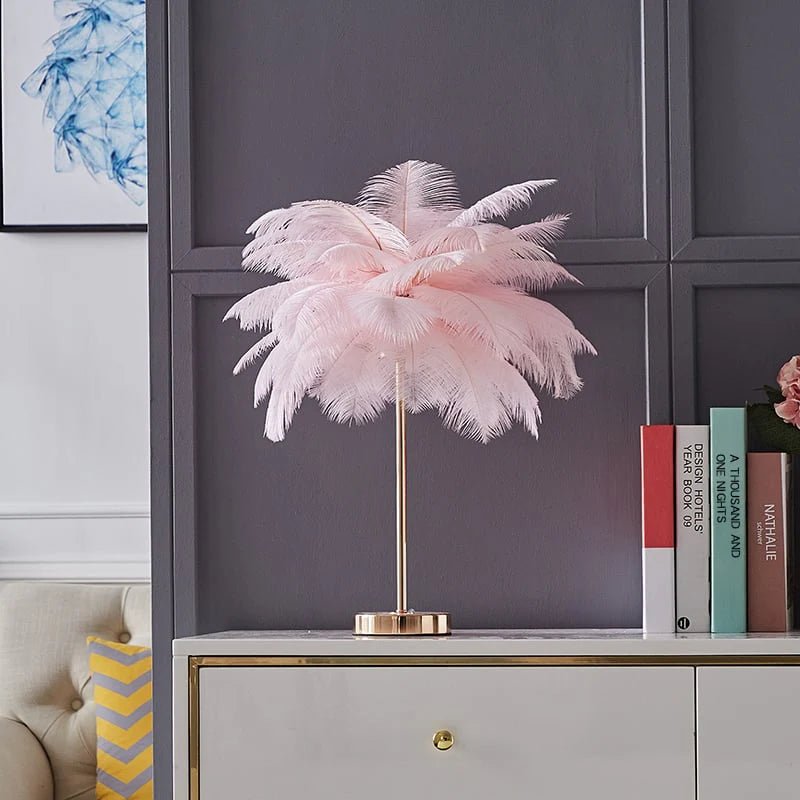 ArtDeco Feather Złota Lampa Stołowa – Styl Retro w Nowoczesnej Formie 0