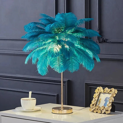 ArtDeco Feather Złota Lampa Stołowa – Styl Retro w Nowoczesnej Formie 1