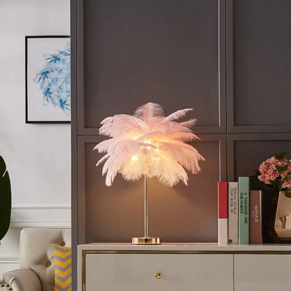 ArtDeco Feather Złota Lampa Stołowa – Styl Retro w Nowoczesnej Formie 2