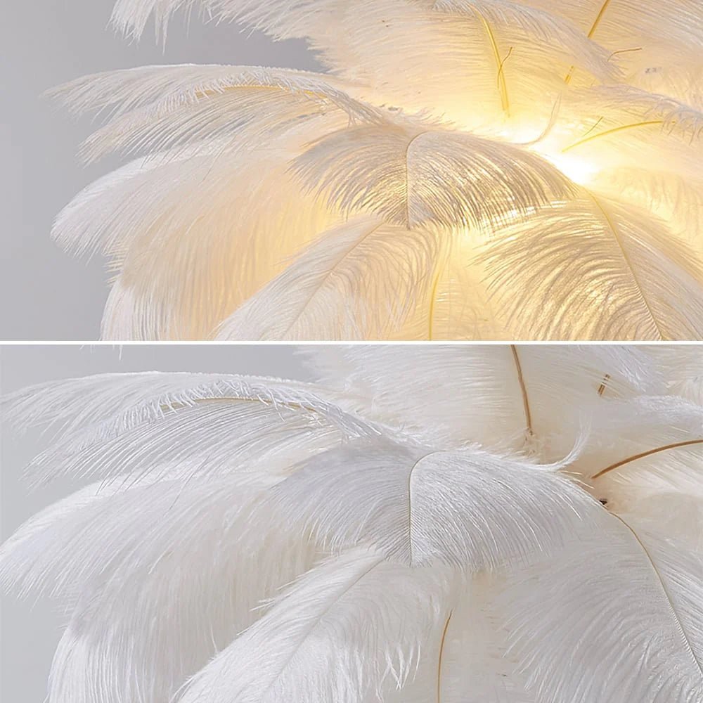 ArtDeco Feather Złota Lampa Stołowa – Styl Retro w Nowoczesnej Formie 4