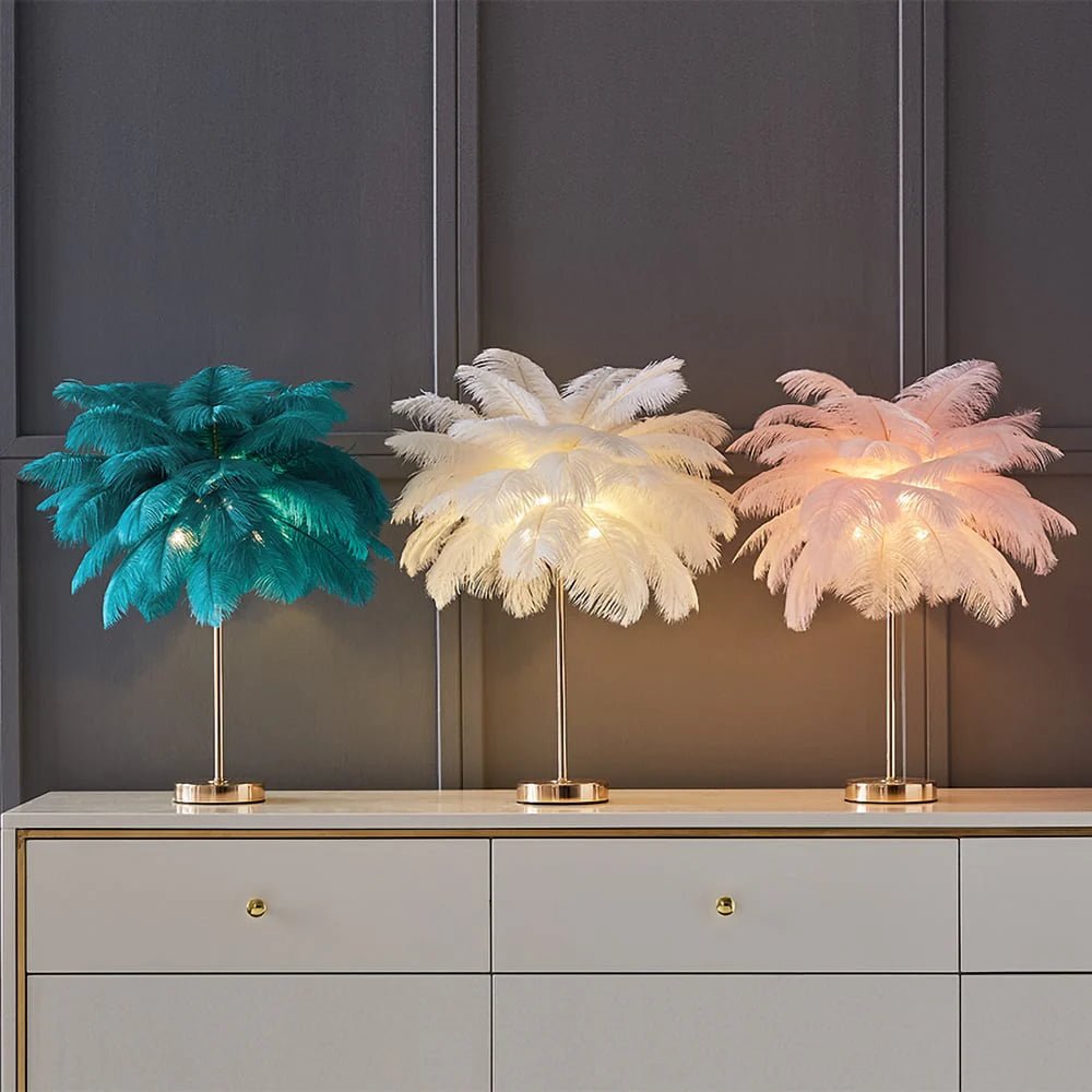 ArtDeco Feather Złota Lampa Stołowa – Styl Retro w Nowoczesnej Formie 6