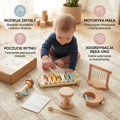 Drewniany Zestaw Instrumentów Niemowlęcych – Muzyczne Odkrycia Dla Najmłodszych 1