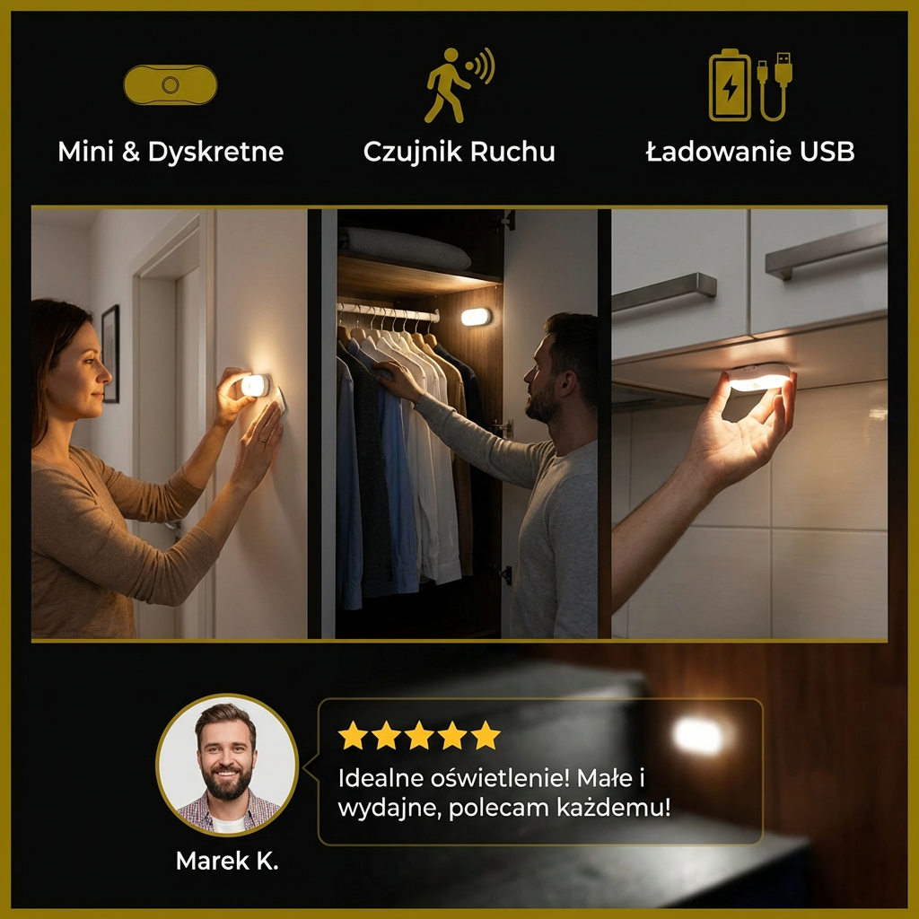 Inteligentna Lampka Nocna LED z Czujnikiem Ruchu – Automatyczne, Energooszczędne Oświetlenie 2