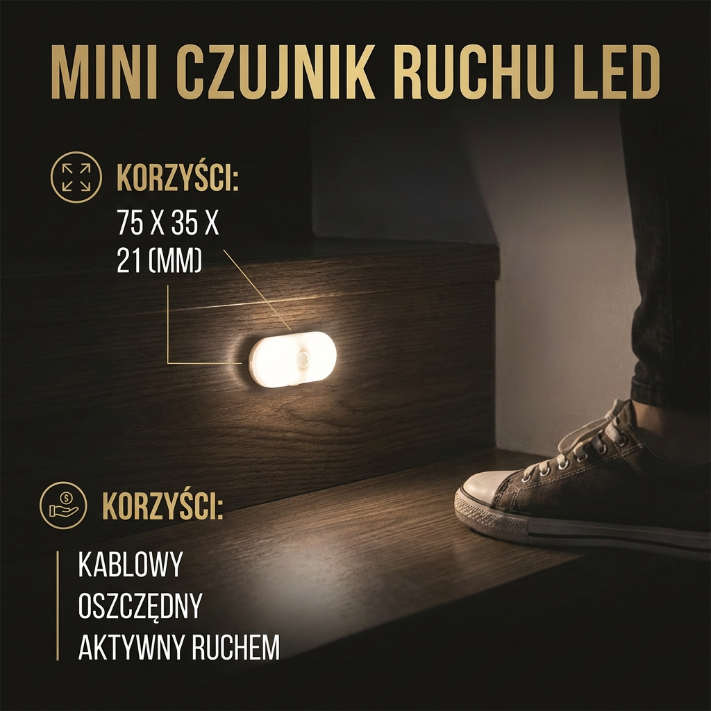 Inteligentna Lampka Nocna LED z Czujnikiem Ruchu – Automatyczne, Energooszczędne Oświetlenie 4