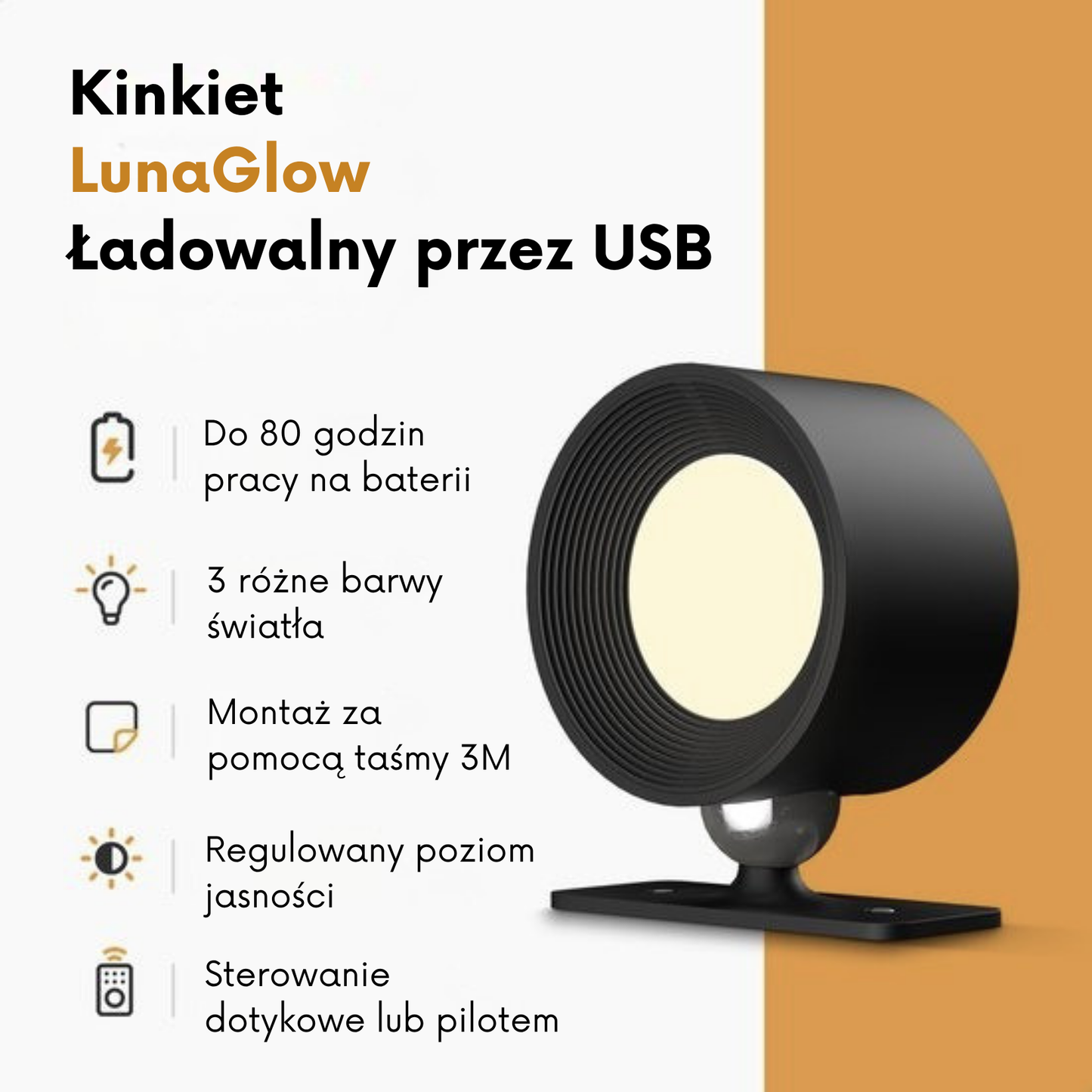 Kinkiet Lunaglow Z Pilotem – Nowoczesne Oświetlenie Zdalne i Wszechstronne 2