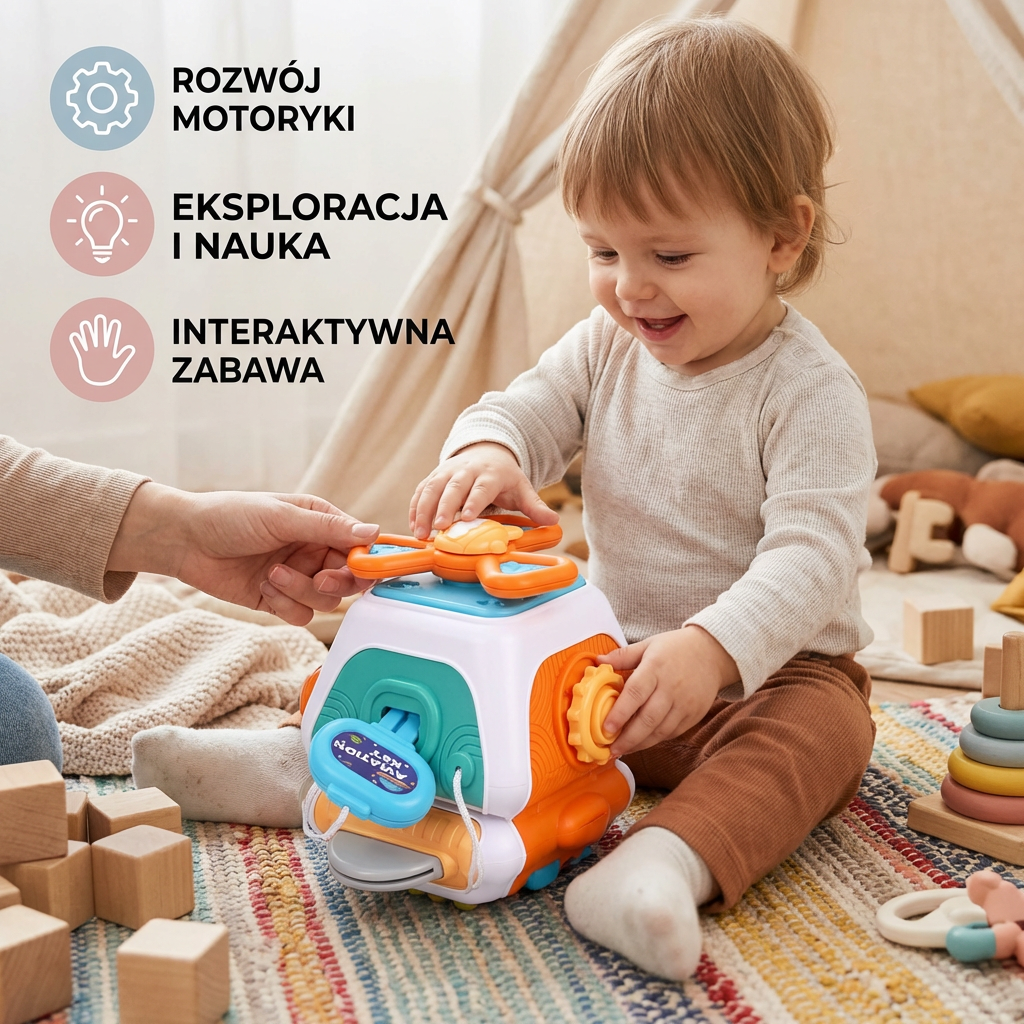 Kostka Aktywności Montessori 22-w-1 – Rozwijaj Umiejętności Poprzez Zabawę 1