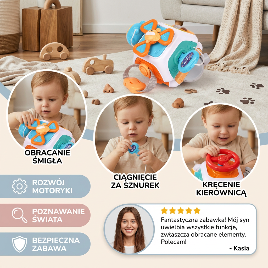 Kostka Aktywności Montessori 22-w-1 – Rozwijaj Umiejętności Poprzez Zabawę 2