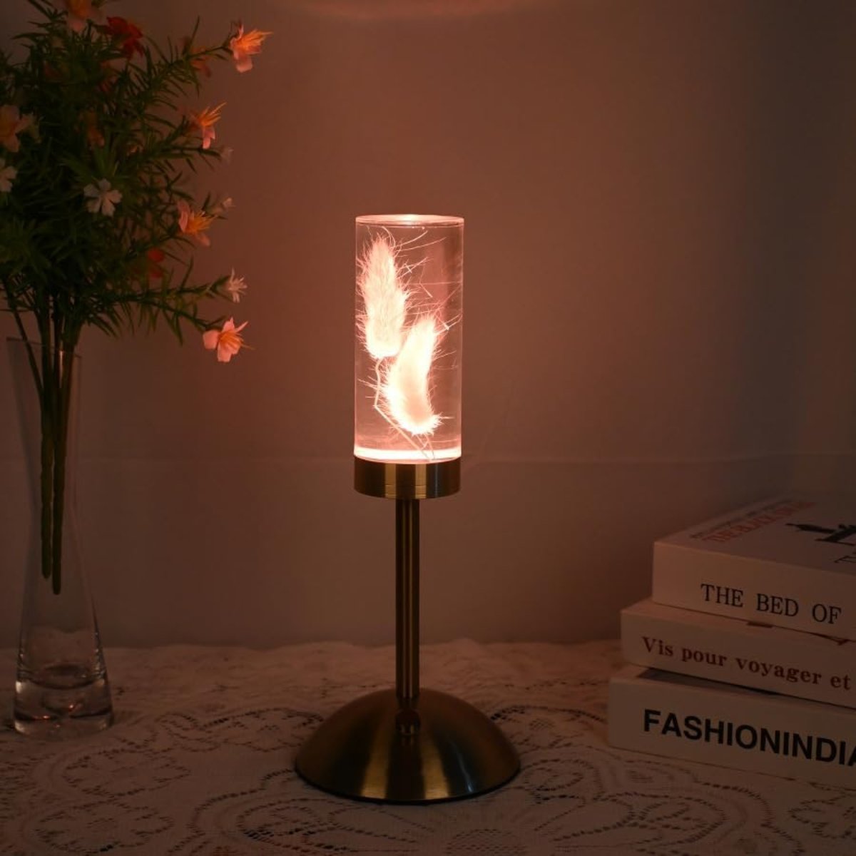 Kwiatowa Lampa Stołowa Bezprzewodowa – Kolorowe Światło Z Unikalnym Wzorem 0