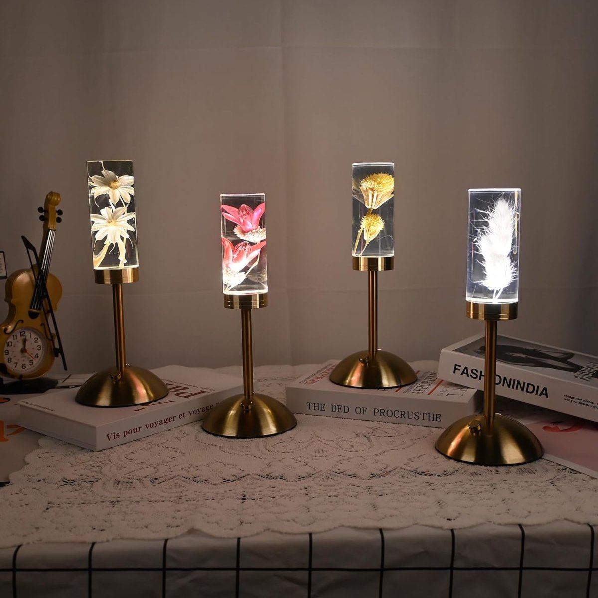 Kwiatowa Lampa Stołowa Bezprzewodowa – Kolorowe Światło Z Unikalnym Wzorem 2