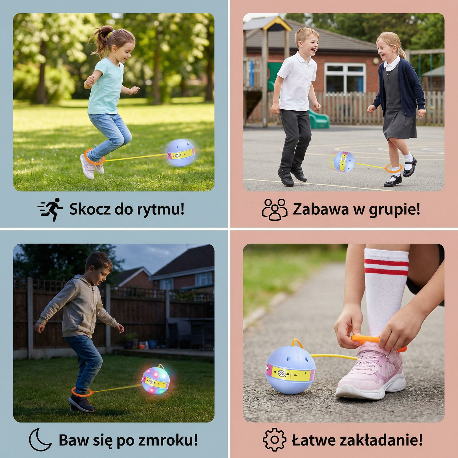 LED Piłka Skacząca na Kostkę – Interaktywna Zabawka dla Aktywnych Maluchów 4