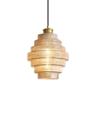 Hängande glaslampa Rib Retro – transparent vintage för vardagsrum
