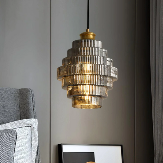 Lampa Wisząca Szklana Rib Retro – Elegancki Akcent do Twojego Salonu 1
