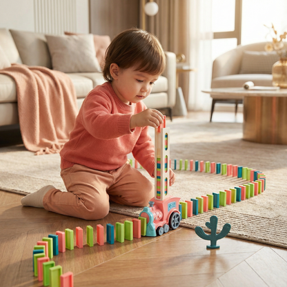 Pociąg Domino Edukacyjny dla Dzieci – Kreatywna Zabawa dla 3-4 Latków 1