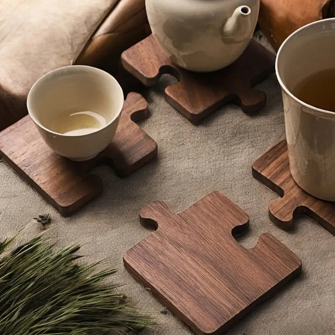 Podstawki Do Puzzli Z Drewna Orzechowego – Elegancka Dekoracja Na Twój Stół 0