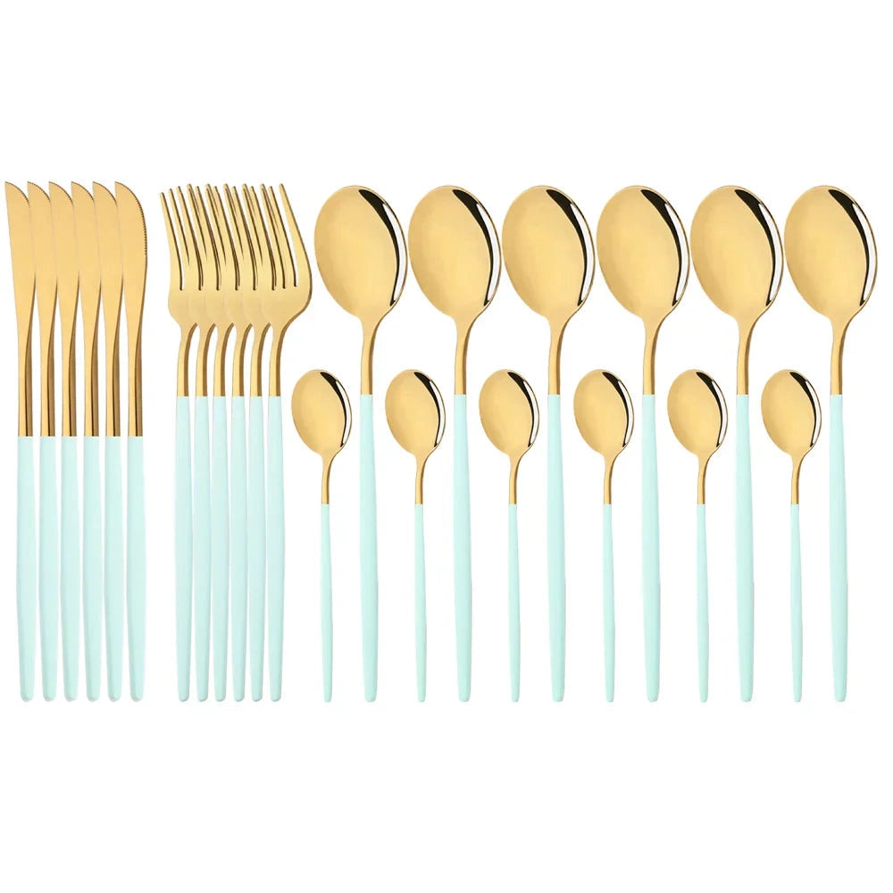 Różowy Zestaw Sztućców ze Stali Nierdzewnej – Elegancka Funkcjonalność do Każdego Wnętrza 2