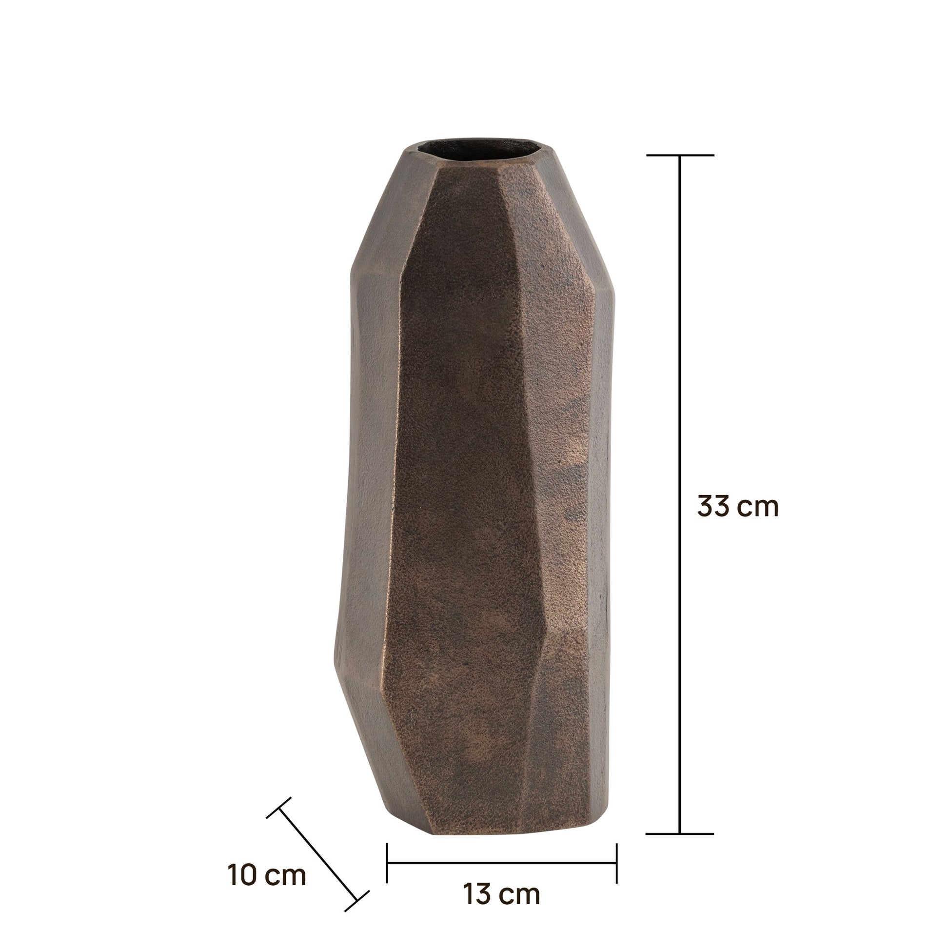 Rzeźbiony Metalowy Wazon Geometryczny – Unikalny Akcent Antycznego Brązu 3