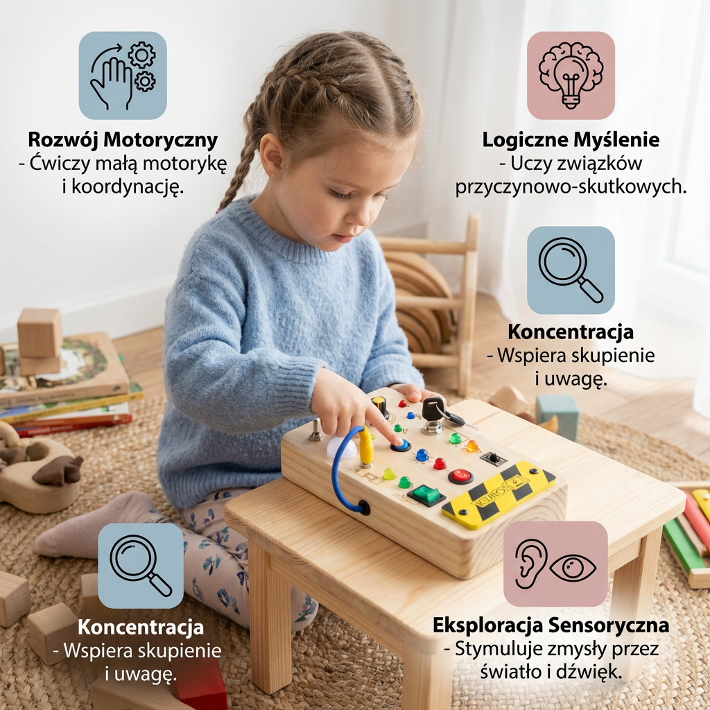 Tablica Sensoryczna Montessori z Drewna – Odkrywaj Świat Poprzez Zabawę 2