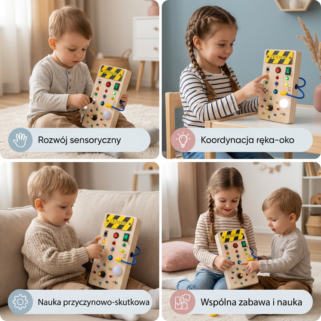 Tablica Sensoryczna Montessori z Drewna – Odkrywaj Świat Poprzez Zabawę 3