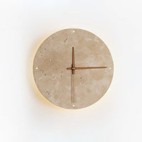 Väggklocka - travertin wabi-sabi med LED modern