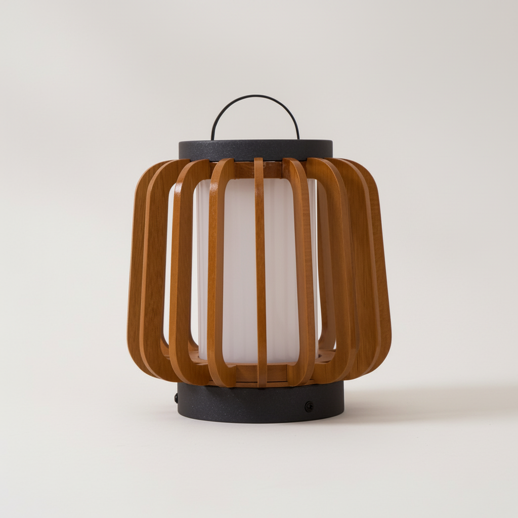 Lampa zewnętrzna - bezprzewodowa LED drewniana wodoodporna