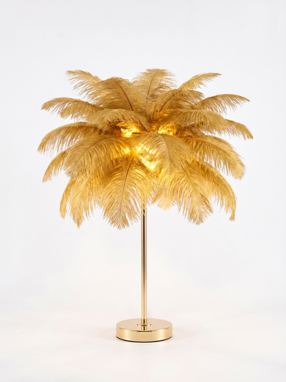 Lampa złota z piórami packshot