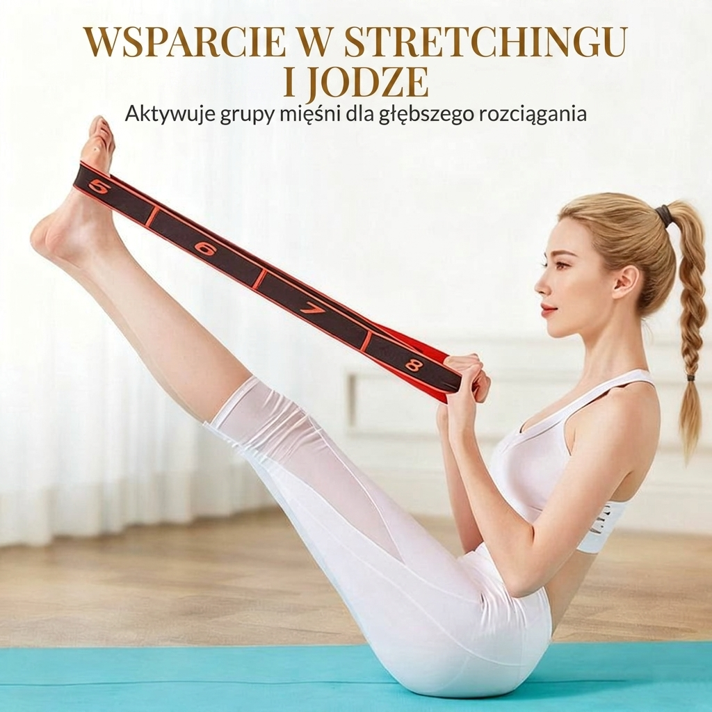 Taśma oporowa do jogi - wsparcie w stretchingu i jodze