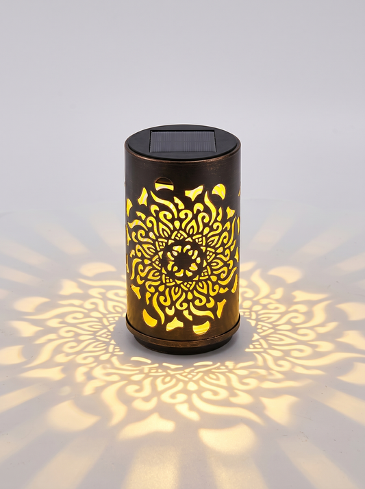 Lampa solarna mandala - ogrodowa LED wodoodporna w stylu vintage