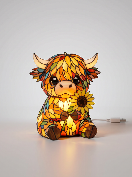 Lampka Nocna LED Highland Cow – Uroczy Blask Do Sypialni I Pokoju Dziecięcego