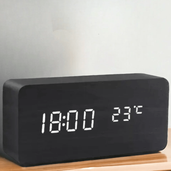 <strong>Woodsense Drewniany Zegar LED</strong> – <strong>Nowoczesny Design z Sterowaniem Głosowym</strong> 5