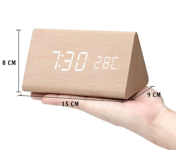 <strong>Woodsense Drewniany Zegar LED</strong> – <strong>Nowoczesny Design z Sterowaniem Głosowym</strong> 6
