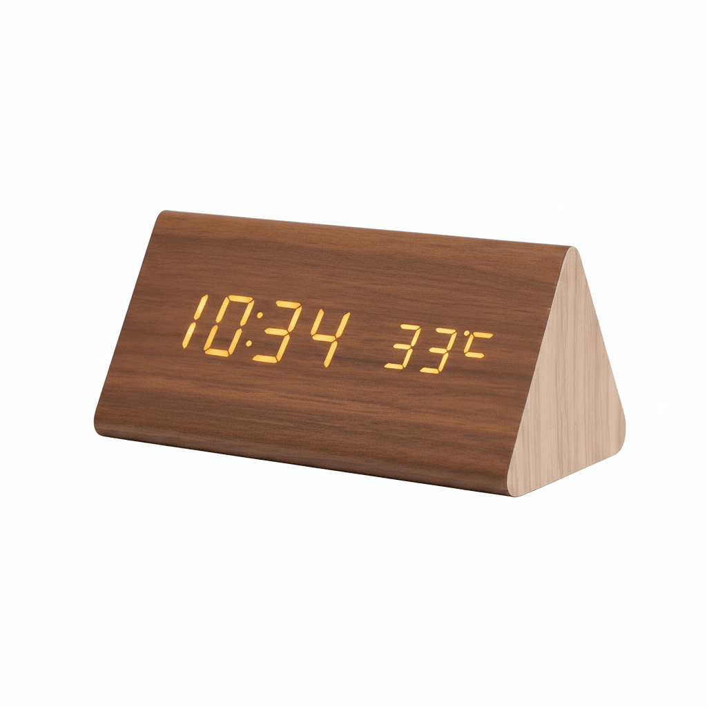 <strong>Woodsense Drewniany Zegar LED</strong> – <strong>Nowoczesny Design z Sterowaniem Głosowym</strong> 7