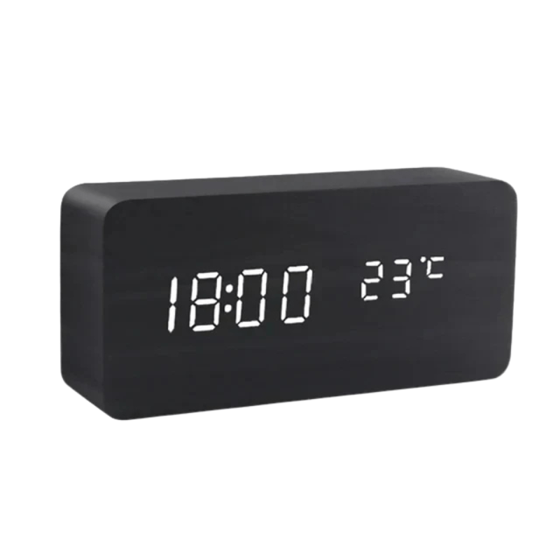 <strong>Woodsense Drewniany Zegar LED</strong> – <strong>Nowoczesny Design z Sterowaniem Głosowym</strong> 8