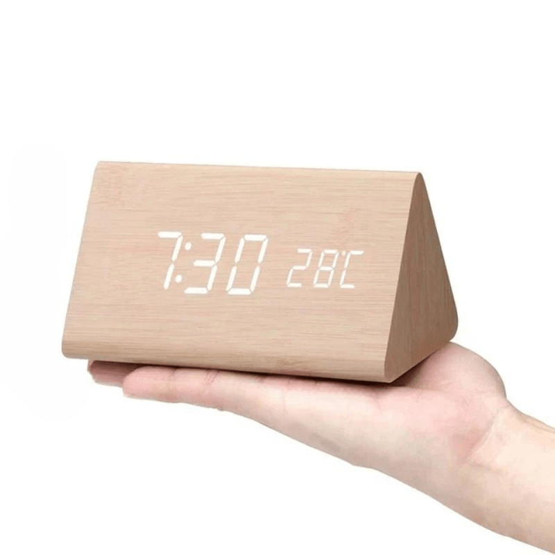 <strong>Woodsense Drewniany Zegar LED</strong> – <strong>Nowoczesny Design z Sterowaniem Głosowym</strong> 9